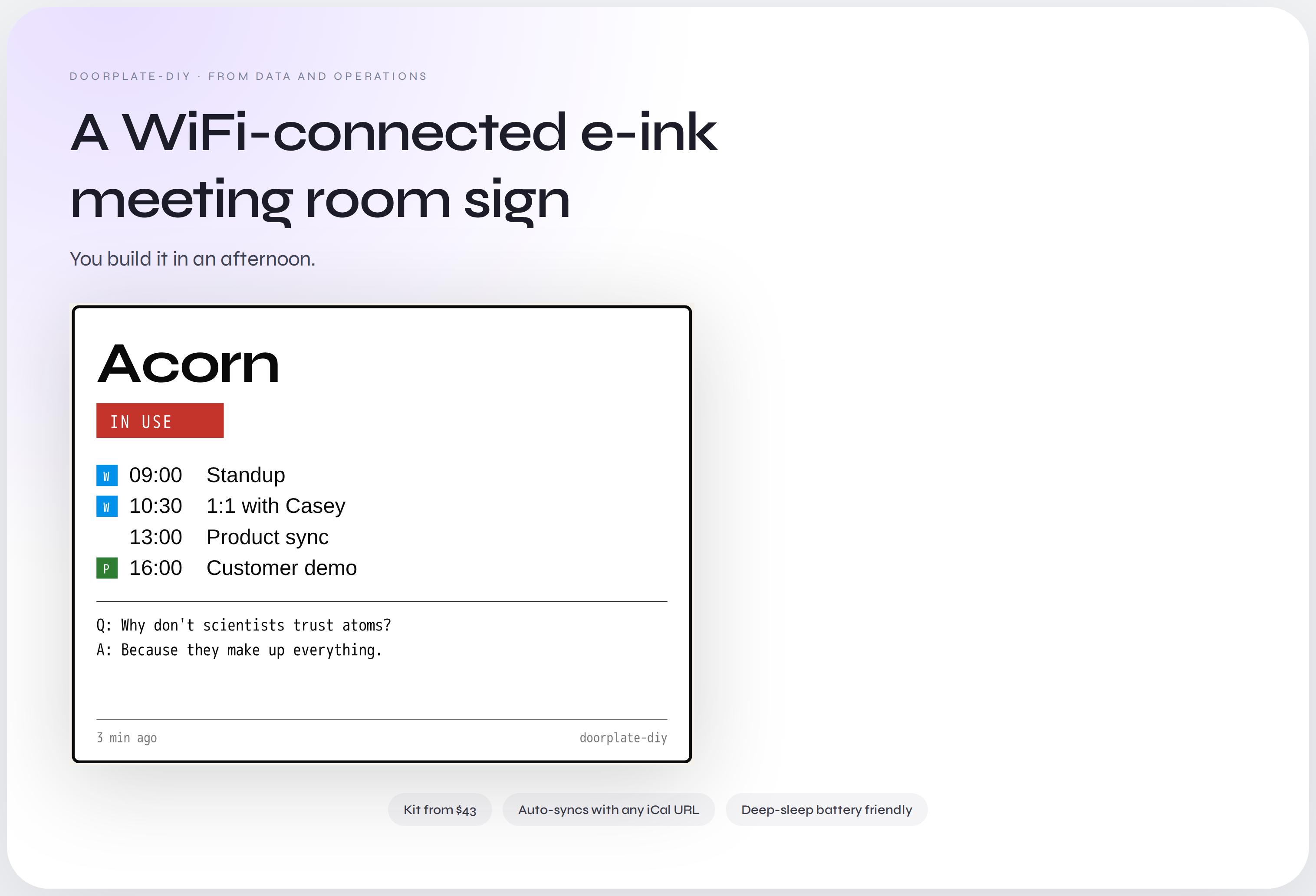 Doorplate DIY e-ink room sign